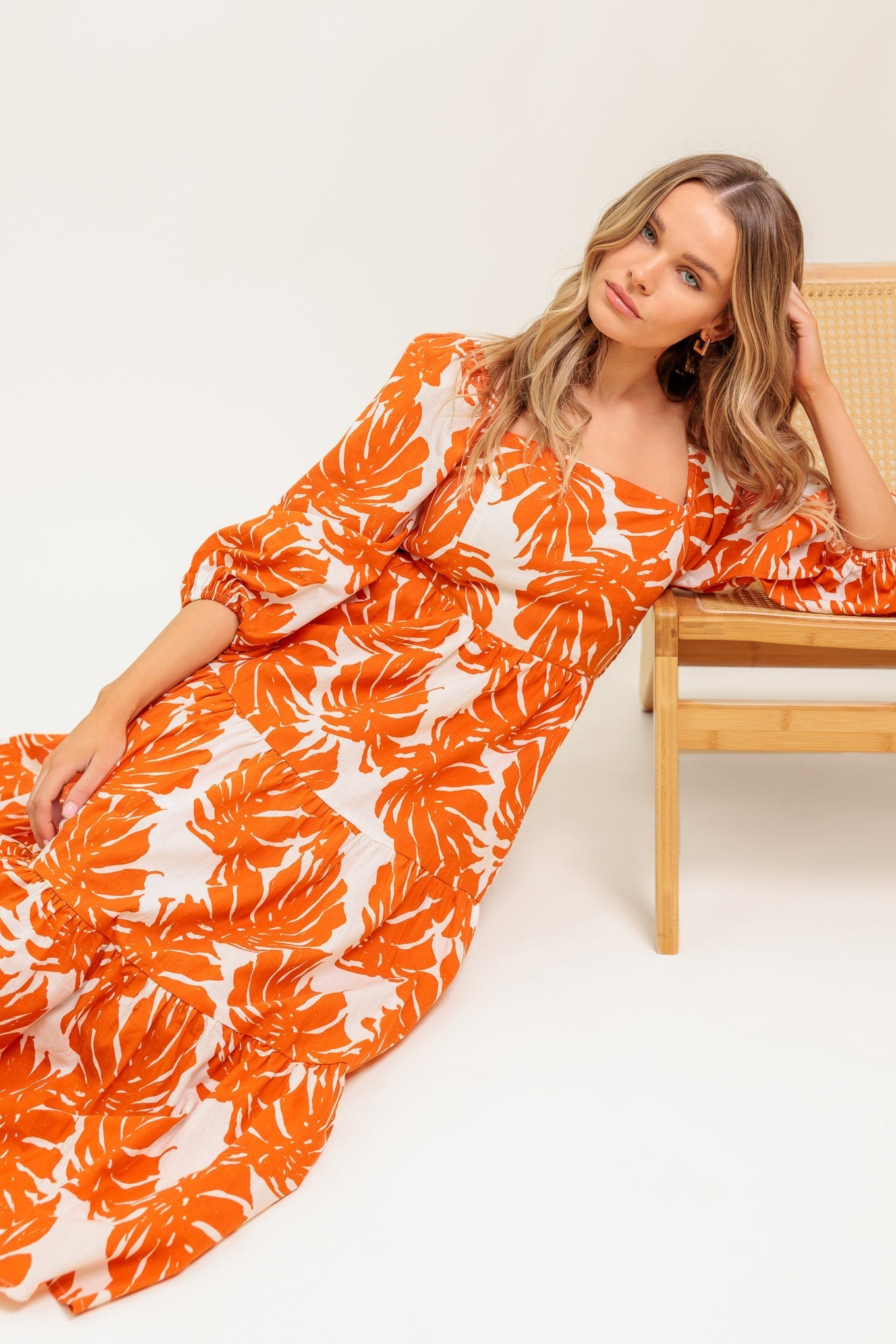 ALL THE DRAMA WOVEN MIDI DRESS Flying Tomato